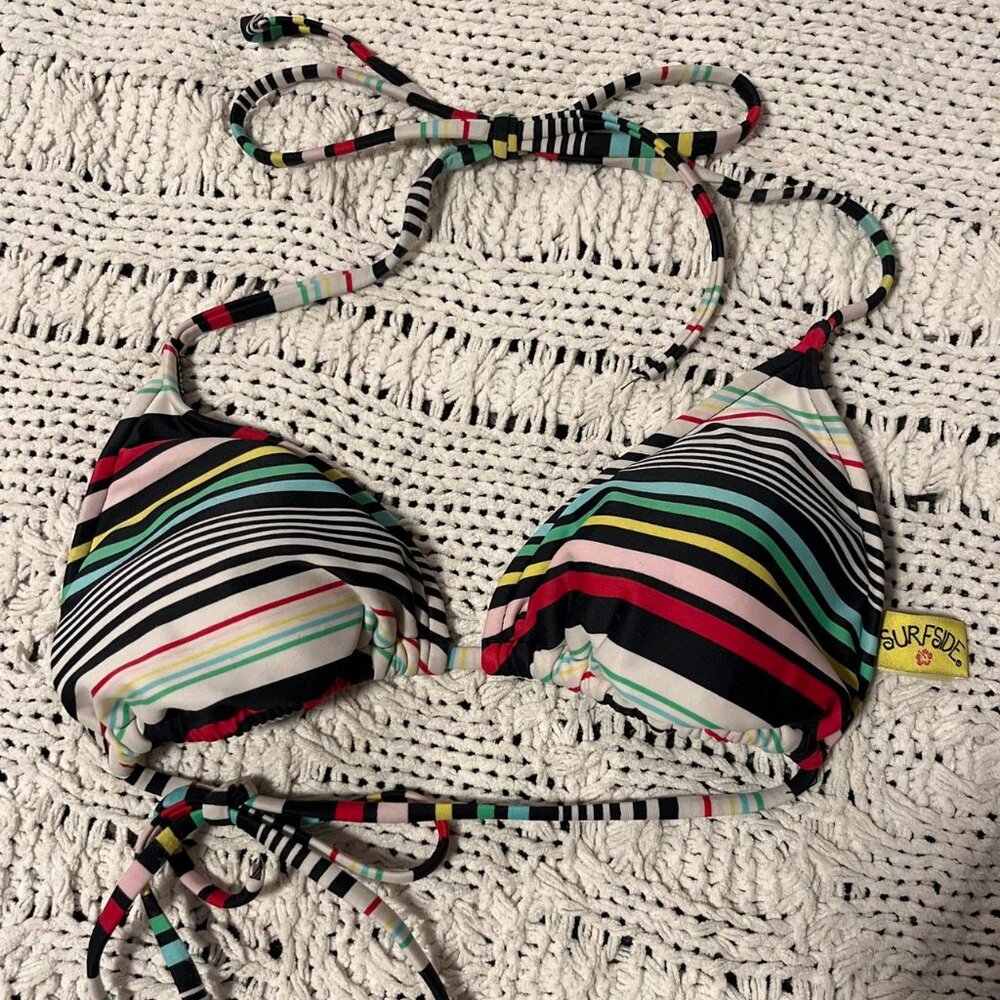 2000s Surfside multicoloured bikini top size medium....